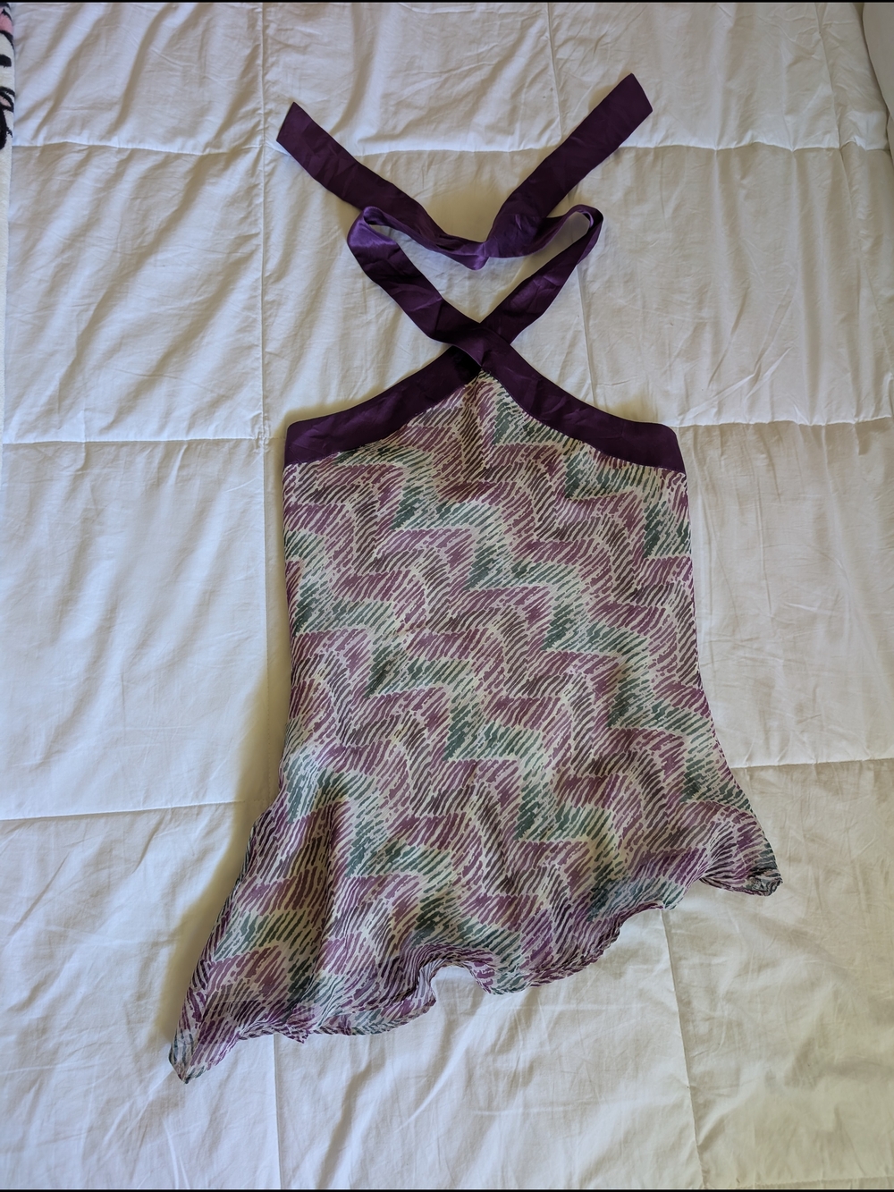 Silk Asymmetrical Tie-Neck Tank